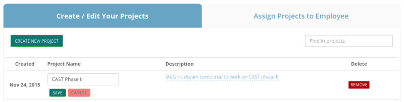 Rename projects in SCREENish