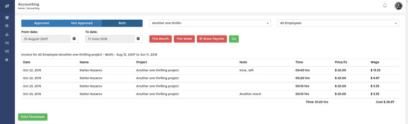 View payroll in SCREENish