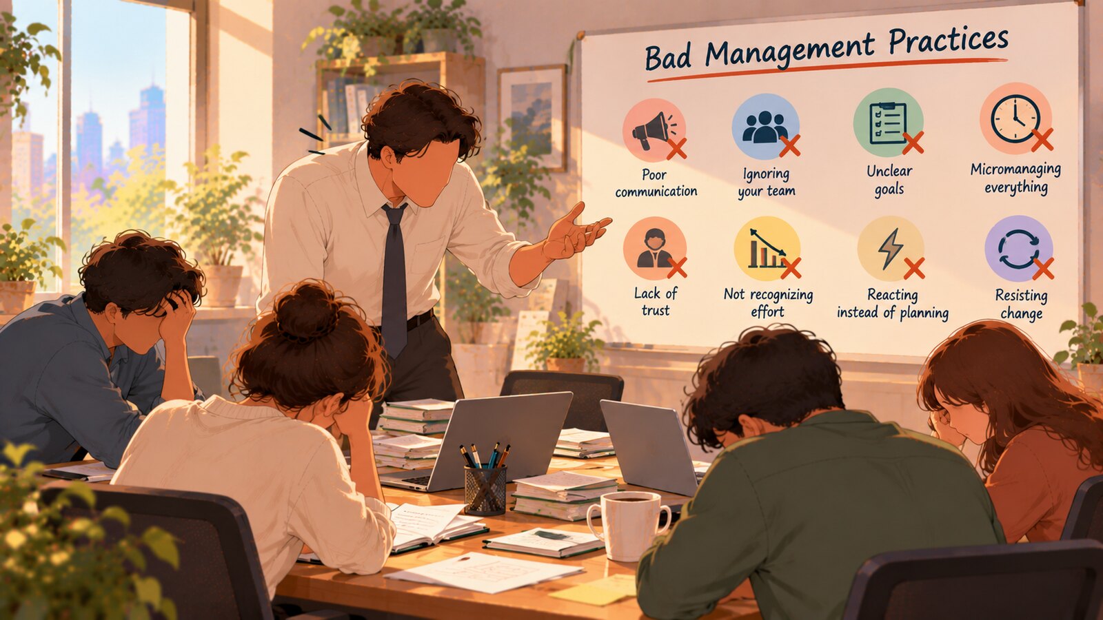 Bad management practices or what we should not do when ruling a team
