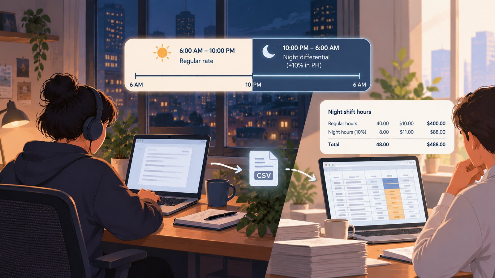 Night Differential Time Tracking: Paying the Night Premium Without Running Two Systems