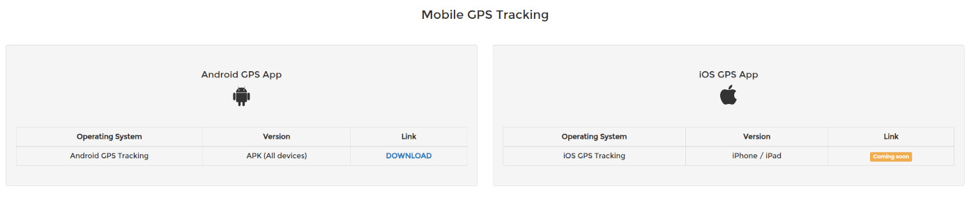 Mobile GPS Tracking downloads: Android APK available, iOS coming soon