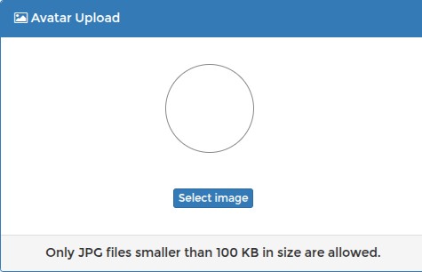 Avatar Upload panel in the SCREENish profile - JPG files smaller than 100 KB