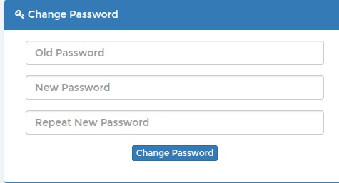 Change Password panel in the SCREENish profile with old and new password fields