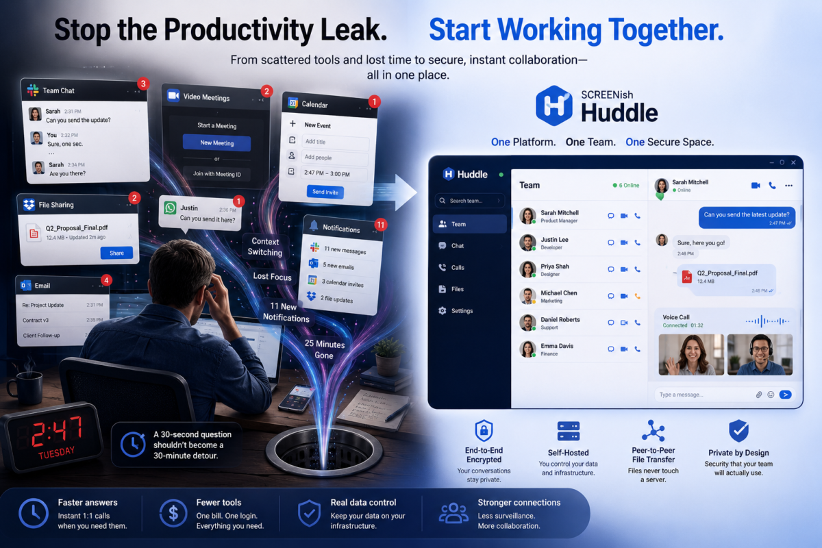 Secure, Self-Hosted Team Communication | SCREENish Huddle