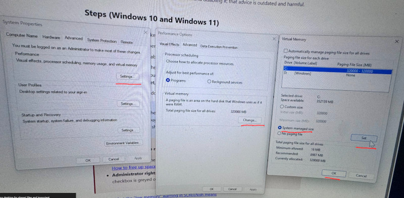 Low Memory: Turning On Virtual Memory (Pagefile) in Windows